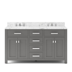 Madison 60" Double Bathroom Vanity in Cashmere Gray with Faucet