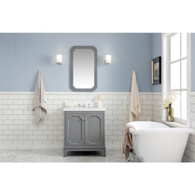 Queen 30" Single Bathroom Vanity in Cashmere Gray with Quartz Carrara Top