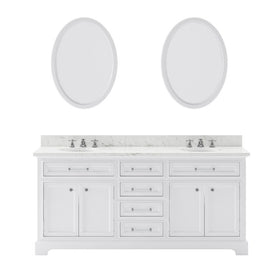 Derby 72" Double Bathroom Vanity in Pure White with Framed Mirrors and Faucets