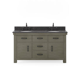 Aberdeen 60" Double Bathroom Vanity in Grizzle Gray with Blue Limestone Top
