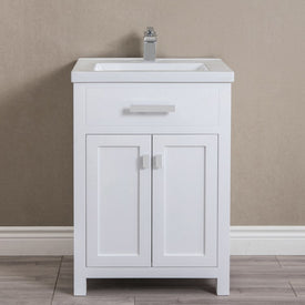 Myra 24" Single Bathroom Vanity in Pure White with Ceramic Top Vanity and Double Door