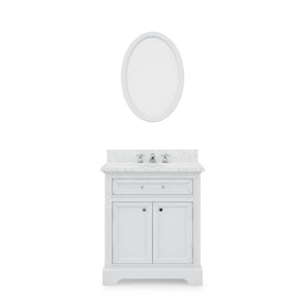 Derby 30" Single Bathroom Vanity in Pure White with Framed Mirror