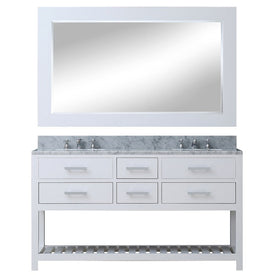 Madalyn 60" Double Bathroom Vanity in Pure White with Framed Mirror and Faucet