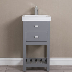 Vera 18" Single Bathroom Vanity in Cashmere Gray with Ceramic Top and U-Shaped Drawer