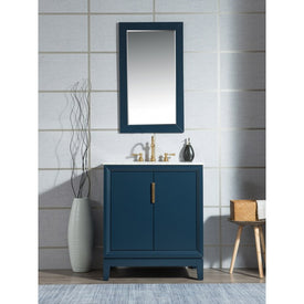 Elizabeth 30" Single Bathroom Vanity in Monarch Blue w/ Carrara Marble Top and Mirror(s)