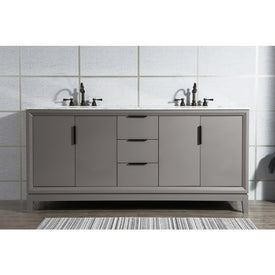 Elizabeth 72" Double Bathroom Vanity in Cashmere Gray w/ Carrara White Marble Top, Mirror(s) and Faucet(s)