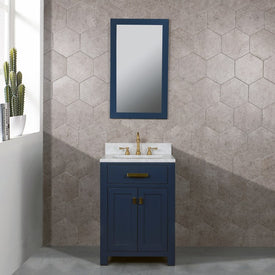 Madison 24" Single Bathroom Vanity in Monarch Blue with Carrara Marble Top and Mirror