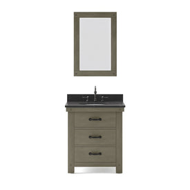 Aberdeen 30" Single Bathroom Vanity in Grizzle Gray with Mirror and Blue Limestone Top