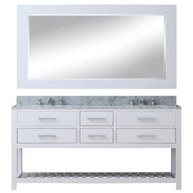 Madalyn 72" Double Bathroom Vanity in Pure White with Framed Mirror and Faucet