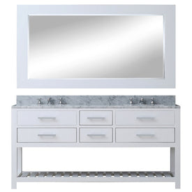 Madalyn 72" Double Bathroom Vanity in Pure White with Matching Large Framed Mirror