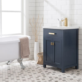 Myra 24" Single Bathroom Vanity in Monarch Blue with Ceramic Top Vanity and Double Door