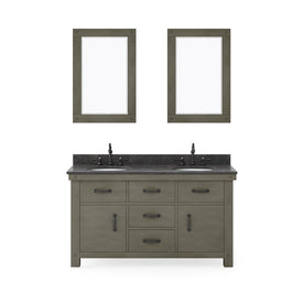 Aberdeen 60" Double Bathroom Vanity in Grizzle Gray with Mirrors and Blue Limestone Top