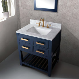 Madalyn 24" Single Bathroom Vanity in Monarch Blue with F2-0013 Satin Gold Faucet