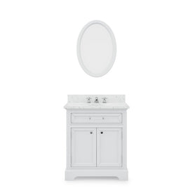 Derby 30" Single Bathroom Vanity in Pure White with Framed Mirror and Faucet