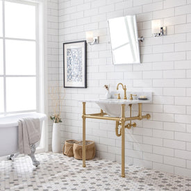 Embassy 30" Single Wash Stand and P-Trap included in Satin Gold