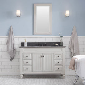 Potenza 48" Single Bathroom Vanity in Earl Gray with Blue Limestone Top, Faucet and Mirror