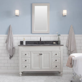 Potenza 48" Single Bathroom Vanity in Earl Gray with Blue Limestone Top, Faucet and Mirror