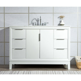 Elizabeth 48" Single Bathroom Vanity in Pure White w/ Carrara White Marble Top and Faucet(s)