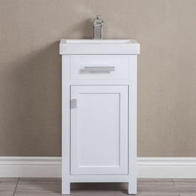 Mia 18" Single Bathroom Vanity in Pure White with Ceramic Top Vanity and Single Door