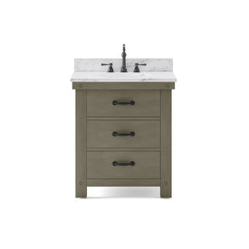 Aberdeen 30" Single Bathroom Vanity in Grizzle Gray with Carrara White Marble Top
