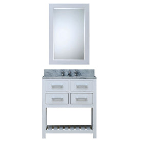 Madalyn 30" Single Bathroom Vanity in Pure White with Framed Mirror and Faucet