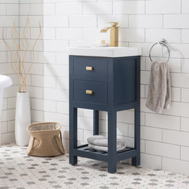 Vera 18" Single Bathroom Vanity in Monarch Blue with Ceramic Top and U-Shaped Drawer