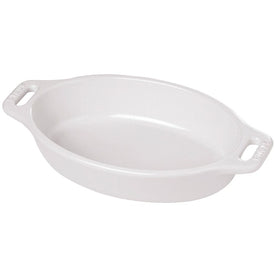 11" Ceramic Oval Baking Dish - White