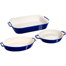 Three-Piece Ceramic Mixed Baking Dish Set - Dark Blue