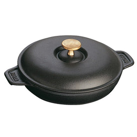 7.9" Cast Iron Round Covered Baking Dish - Black