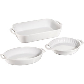 Three-Piece Stoneware Mixed Baking Dish Set - White